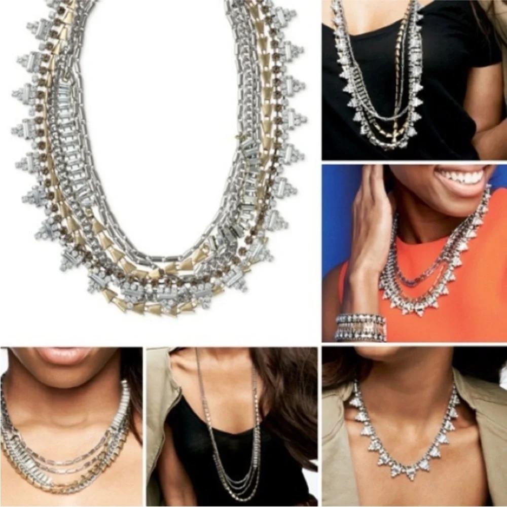 Stella & Dot Silver and Gold 5 in 1 Multi-Strand Necklace - Picture 3 of 3